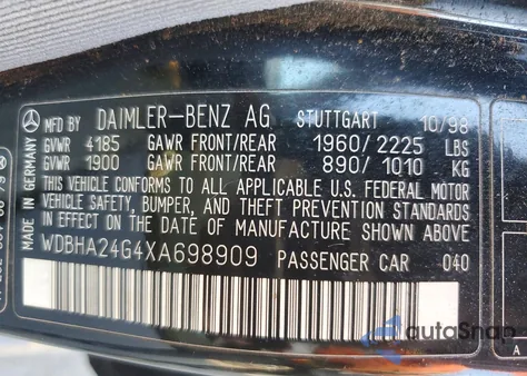 1999 Mercedes-Benz C 230 z USA, uszkodzony, nr VIN WDBHA24G4XA698909